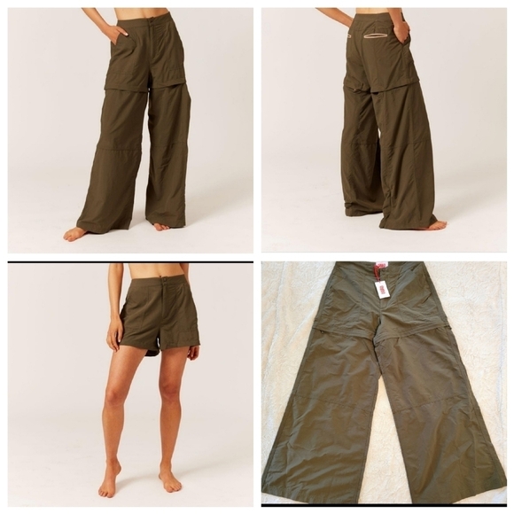 NWT Solid & Striped green zip off legs converable baggy pants Size large - Picture 1 of 15